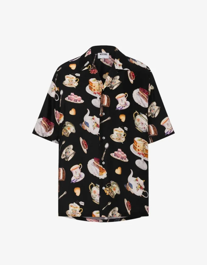 Chemise en satin de soie imprimé Chemise en satin de soie imprimé