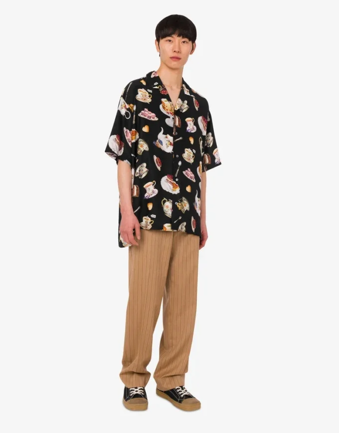 Chemise en satin de soie imprimé Chemise en satin de soie imprimé