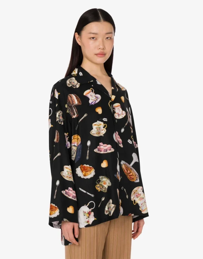 Chemise en satin de soie imprimé Chemise en satin de soie imprimé