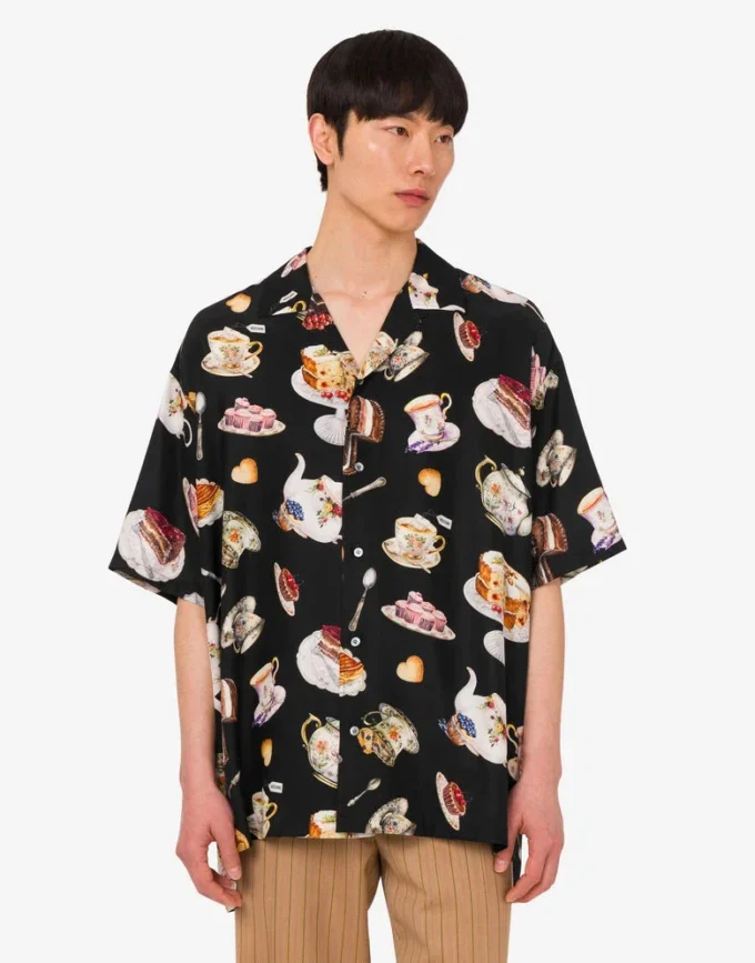 Chemise en satin de soie imprimé Chemise en satin de soie imprimé