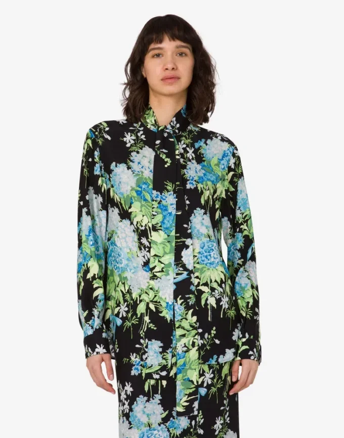 Chemise en satin de soie imprimé