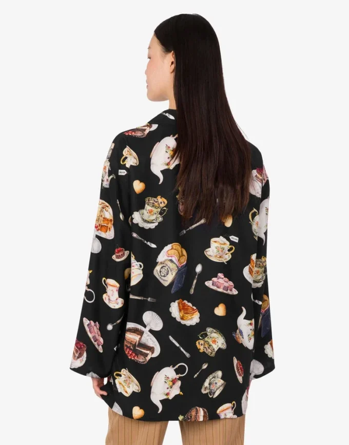 Chemise en satin de soie imprimé Chemise en satin de soie imprimé