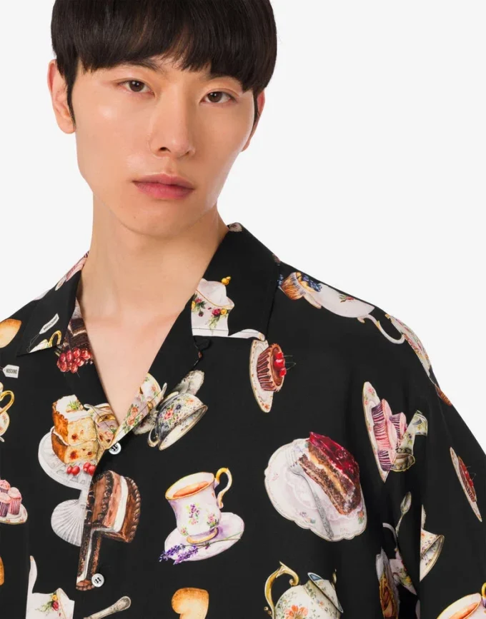 Chemise en satin de soie imprimé Chemise en satin de soie imprimé