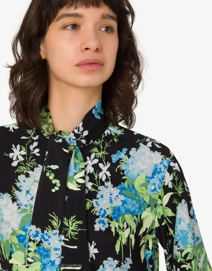 Chemise en satin de soie imprimé