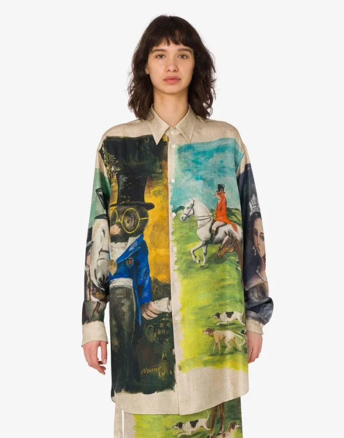 Chemise en twill de soie imprimé