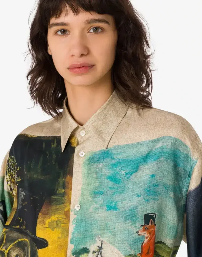 Chemise en twill de soie imprimé
