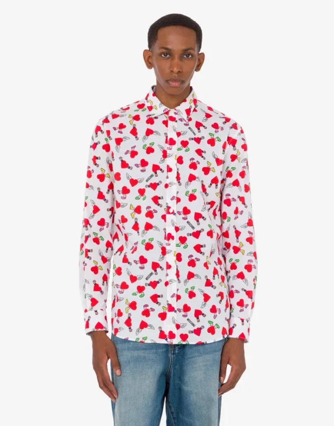Chemise légère en popeline de coton avec imprimé Chemise légère en popeline de coton avec imprimé