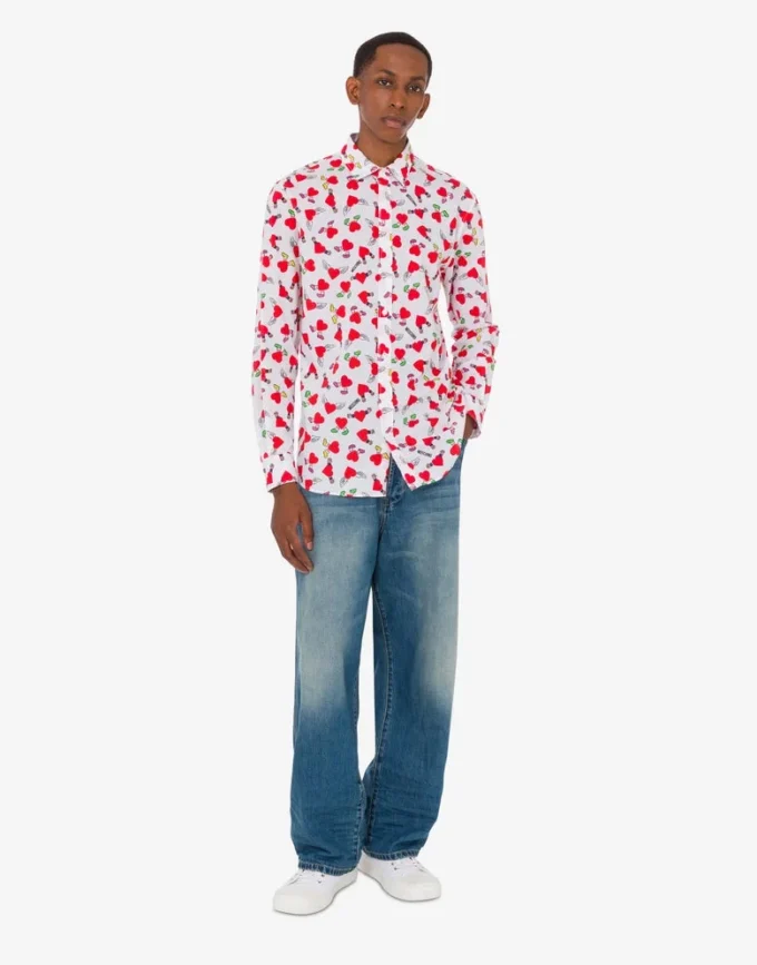 Chemise légère en popeline de coton avec imprimé Chemise légère en popeline de coton avec imprimé