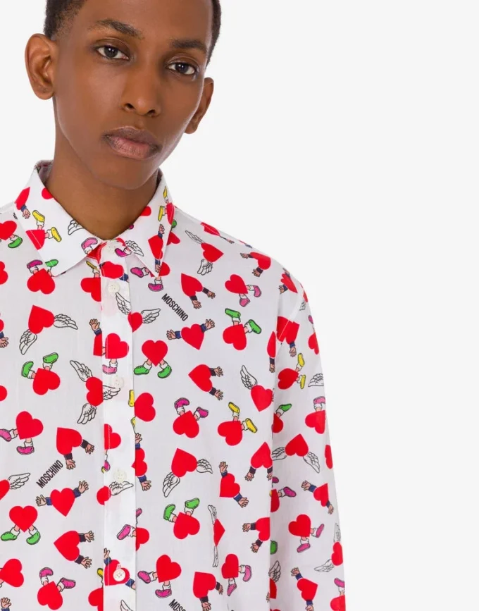 Chemise légère en popeline de coton avec imprimé Chemise légère en popeline de coton avec imprimé