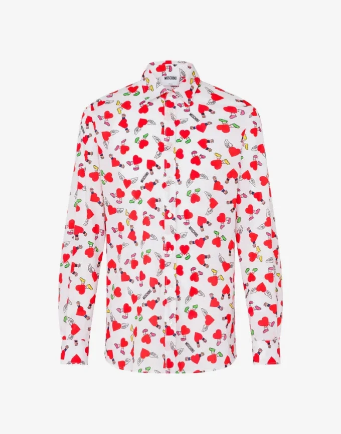 Chemise légère en popeline de coton avec imprimé Chemise légère en popeline de coton avec imprimé