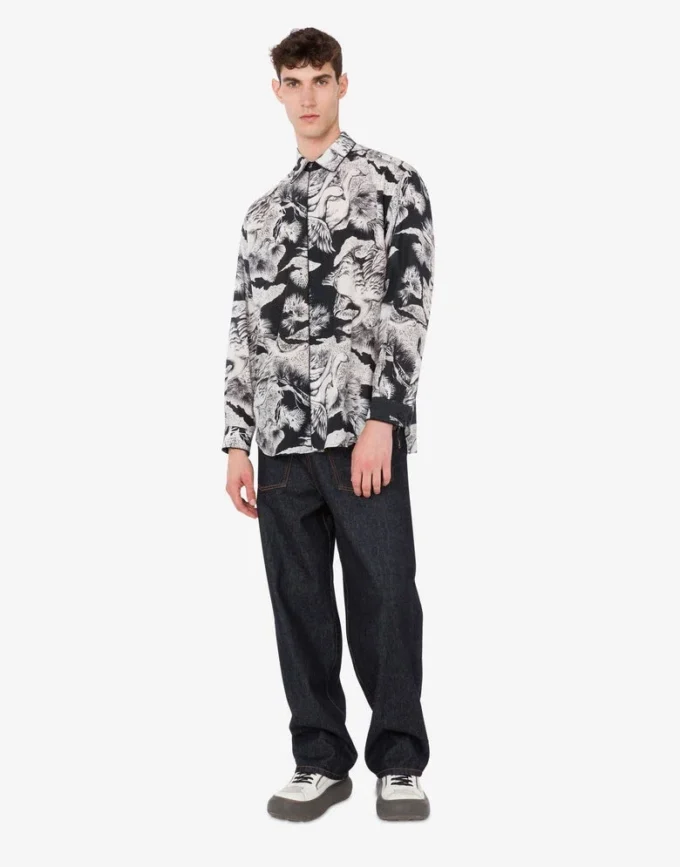 Chemise légère en popeline de coton avec imprimé oie Chemise légère en popeline de coton avec imprimé oie