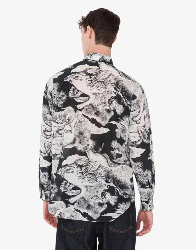 Chemise légère en popeline de coton avec imprimé oie Chemise légère en popeline de coton avec imprimé oie