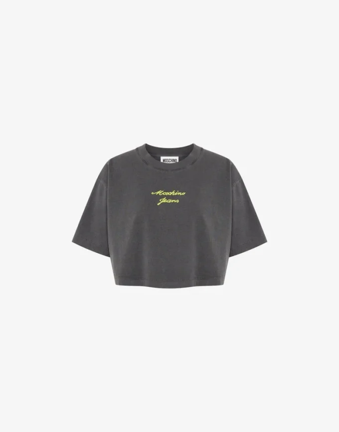 Crop top en jersey de coton brodé Crop top en jersey de coton brodé