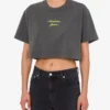 Crop top en jersey de coton brodé Crop top en jersey de coton brodé