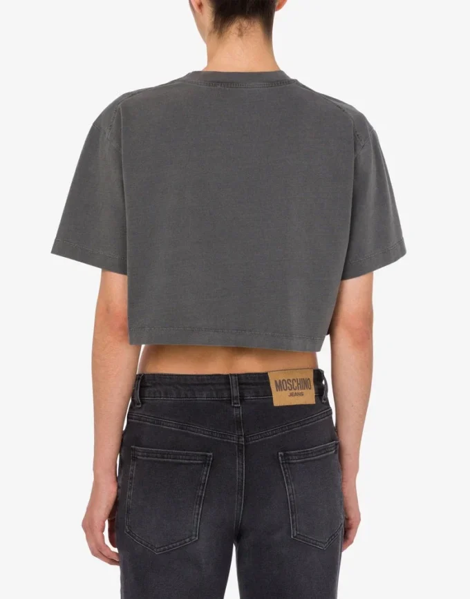 Crop top en jersey de coton brodé Crop top en jersey de coton brodé
