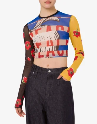 Crop top en tulle imprimé