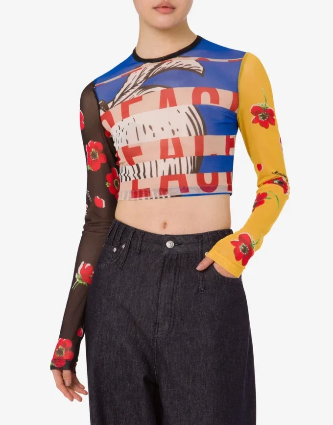 Crop top en tulle imprimé Crop top en tulle imprimé