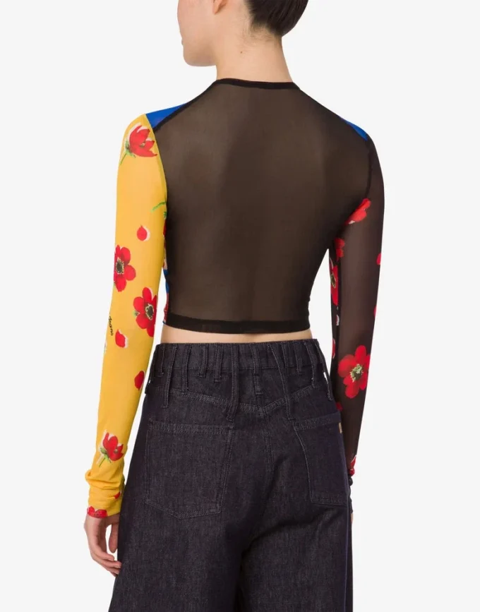 Crop top en tulle imprimé Crop top en tulle imprimé