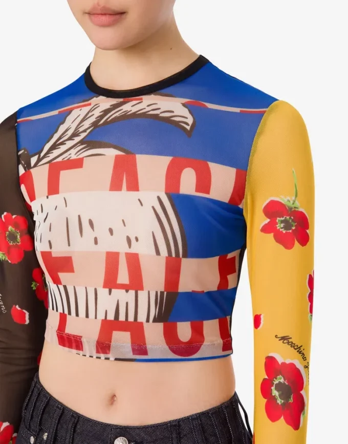 Crop top en tulle imprimé Crop top en tulle imprimé