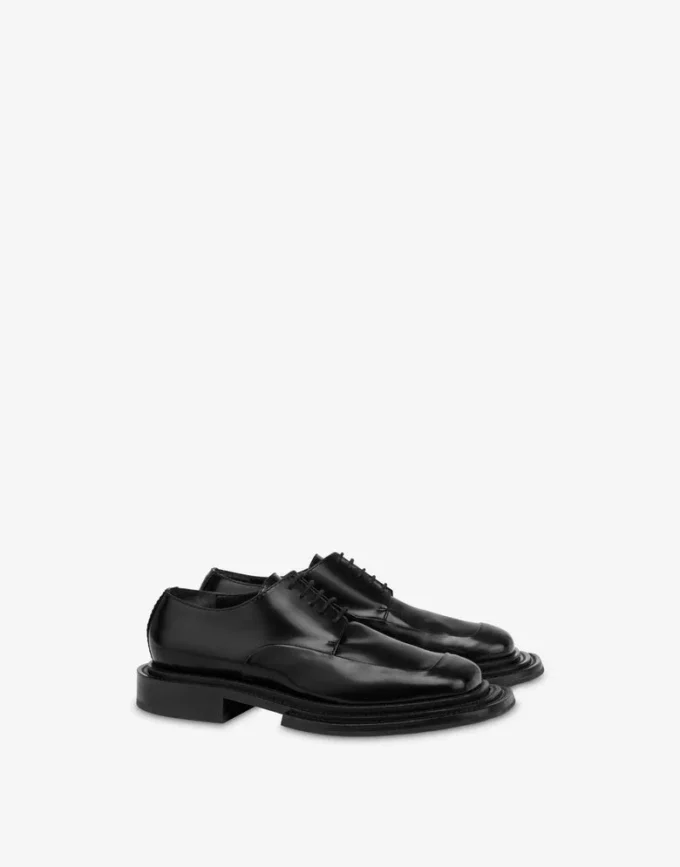Derby en cuir de veau brillant
