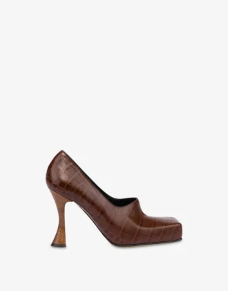 Escarpins en cuir de veau imprimé crocodile