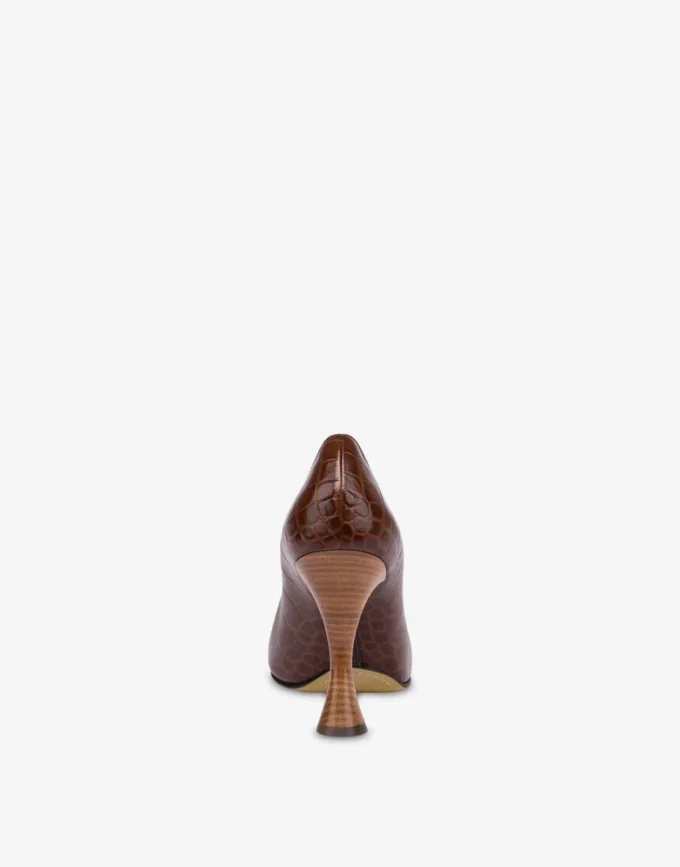 Escarpins en cuir de veau imprimé crocodile