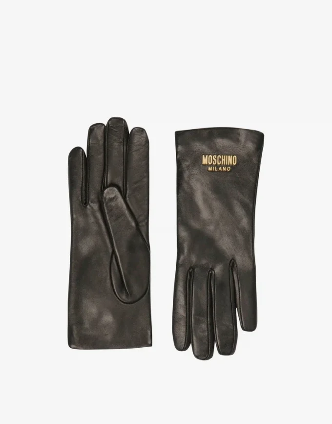 Gants en cuir avec logo