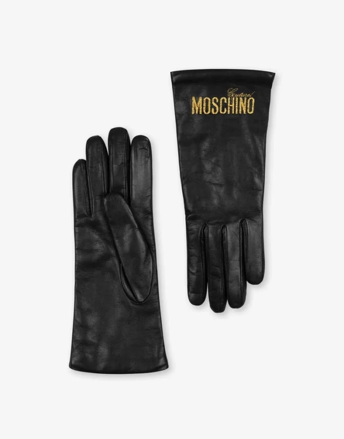 Gants en cuir nappa avec logo brodé