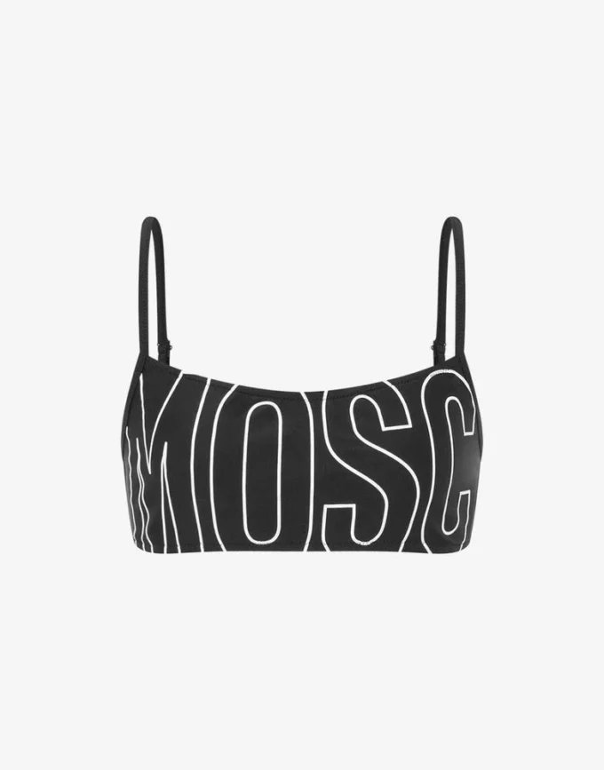 Haut de bikini bandeau avec logo en caoutchouc