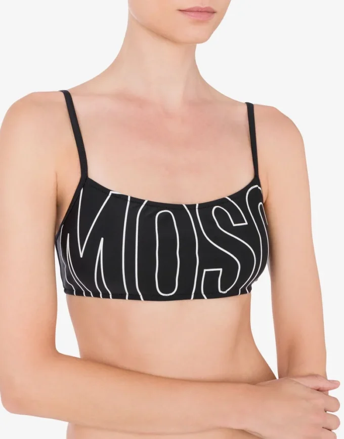 Haut de bikini bandeau avec logo en caoutchouc