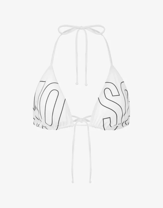Haut de bikini triangle en caoutchouc avec logo