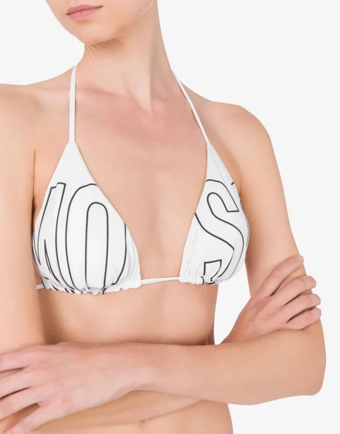 Haut de bikini triangle en caoutchouc avec logo