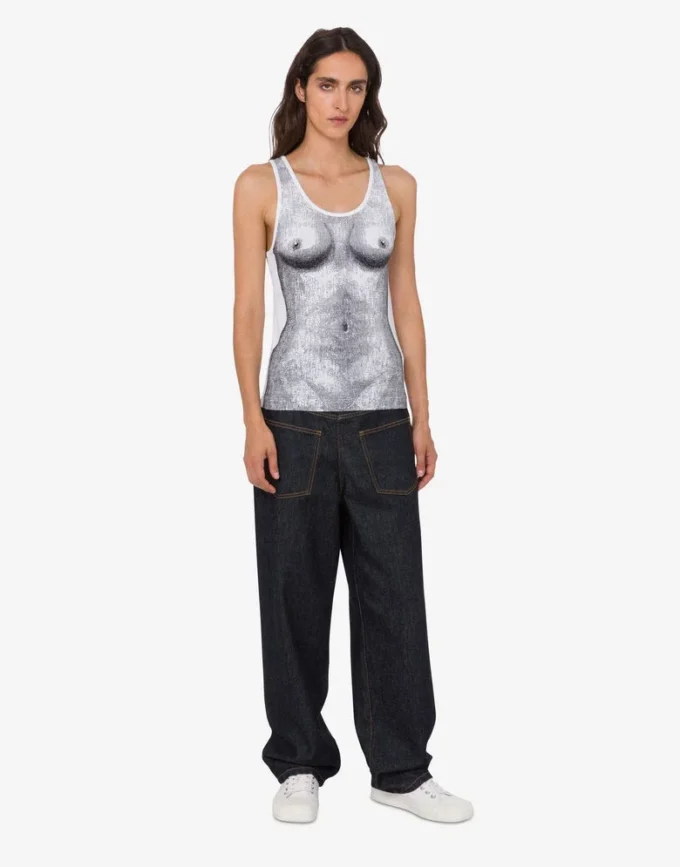 Haut en jersey de coton stretch imprimé Haut en jersey de coton stretch imprimé