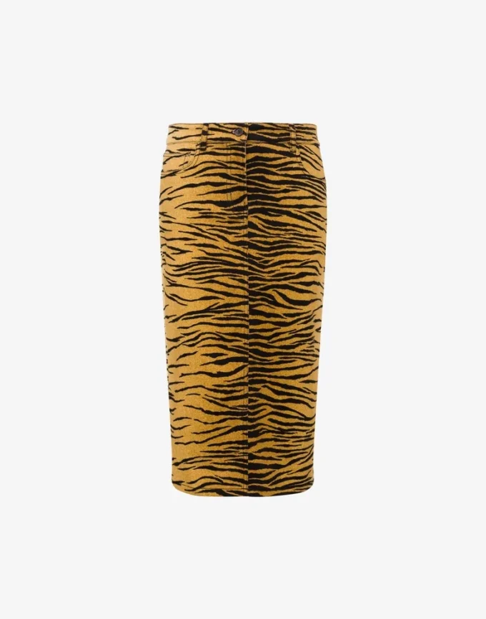Jupe en gabardine de coton stretch imprimée