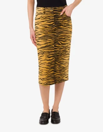 Jupe en gabardine de coton stretch imprimée