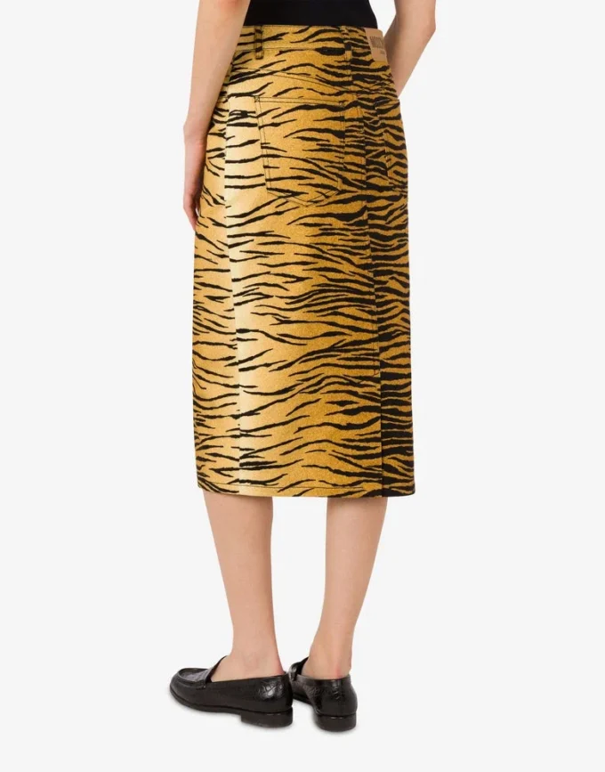 Jupe en gabardine de coton stretch imprimée