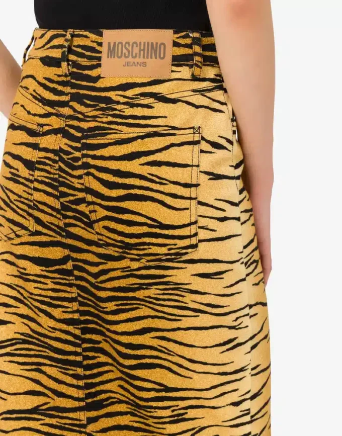Jupe en gabardine de coton stretch imprimée