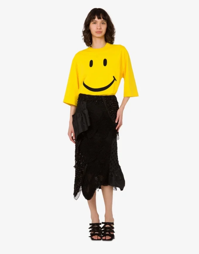 Jupe en organza de soie brodée