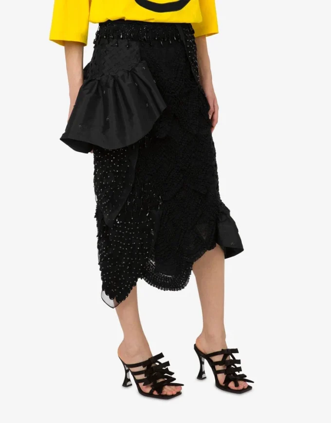 Jupe en organza de soie brodée