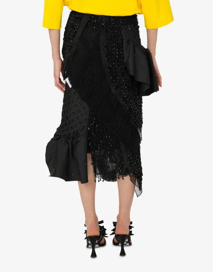 Jupe en organza de soie brodée