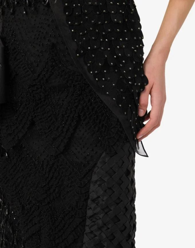 Jupe en organza de soie brodée