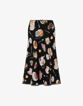Jupe en satin de soie imprimé