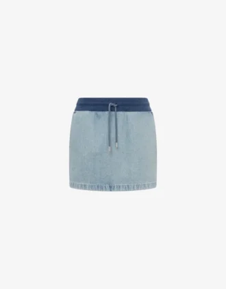Mini-jupe en denim de coton