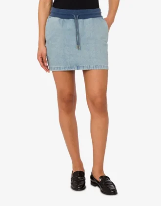 Mini-jupe en denim de coton