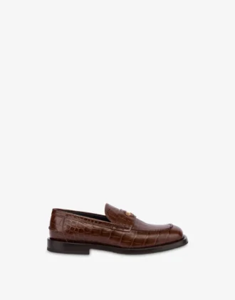 Mocassins en cuir de veau imprimé croco