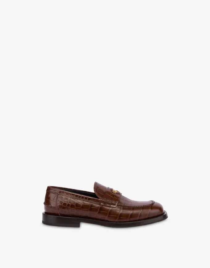 Mocassins en cuir de veau imprimé noix de coco
