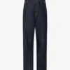 Pantalon en denim bleu Patch couronne de laurier Pantalon en denim bleu Patch couronne de laurier
