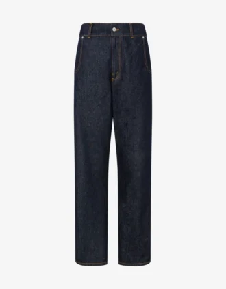 Pantalon en denim bleu Patch couronne de laurier