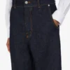 Pantalon en denim bleu Patch couronne de laurier Pantalon en denim bleu Patch couronne de laurier