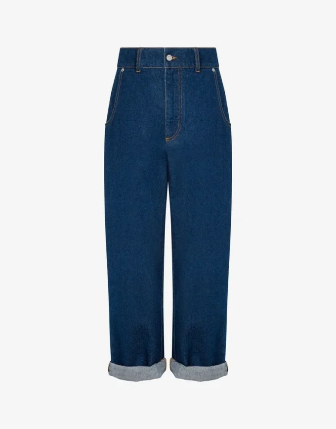 Pantalon en denim de coton bleu